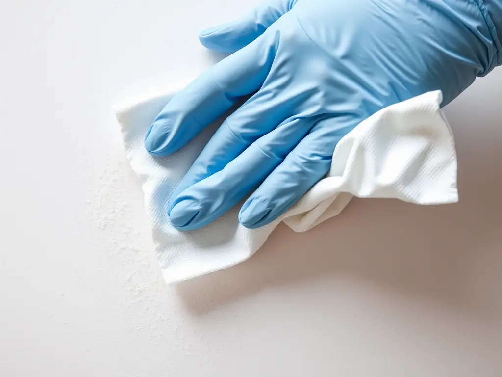 A close-up shot of a dust wipe sample being collected from a surface, highlighting the meticulous process of dust wipe sampling for lead contamination.