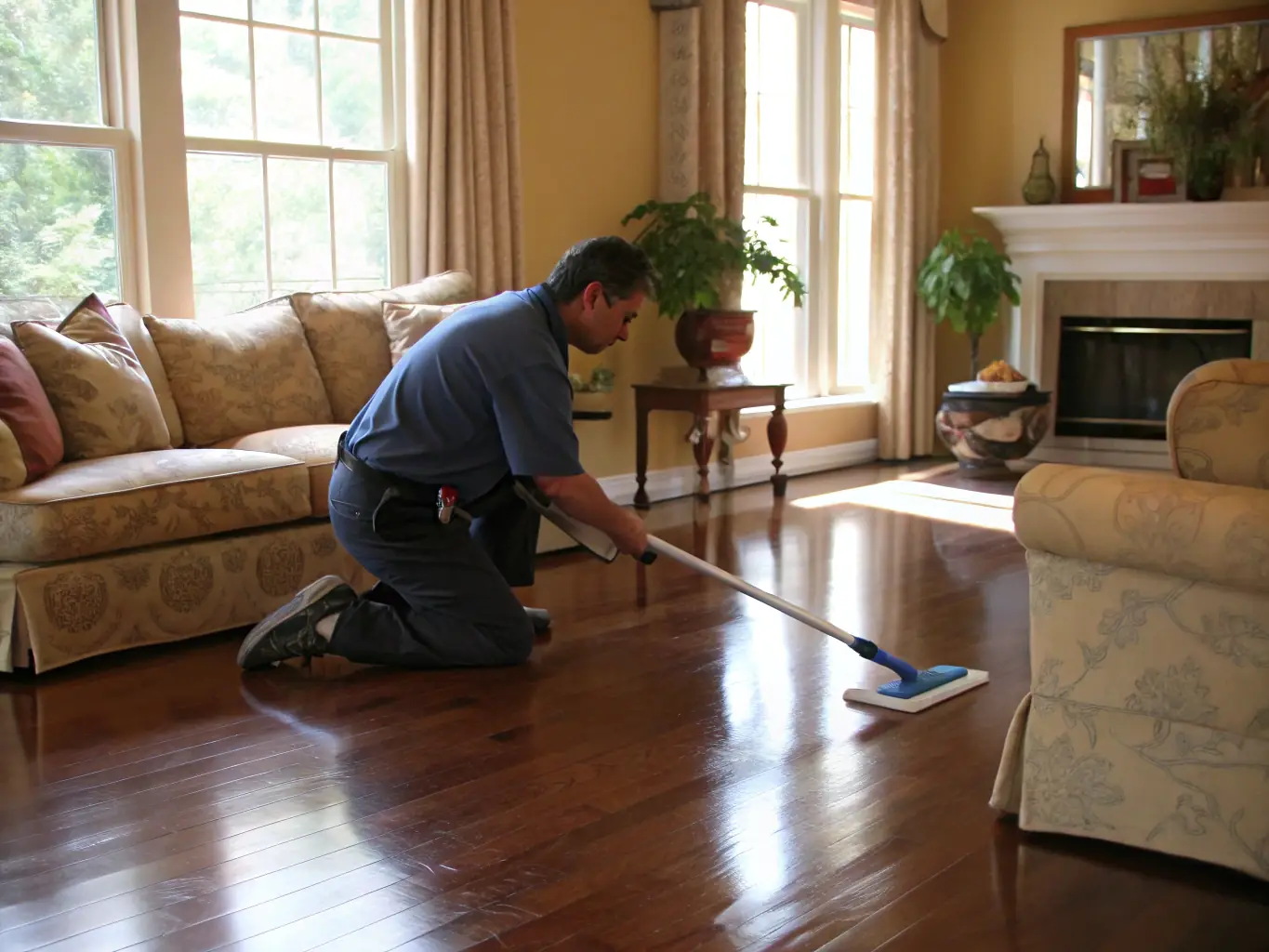 A technician taking a dust wipe sample in a residential setting, highlighting the precision and care taken during the process.